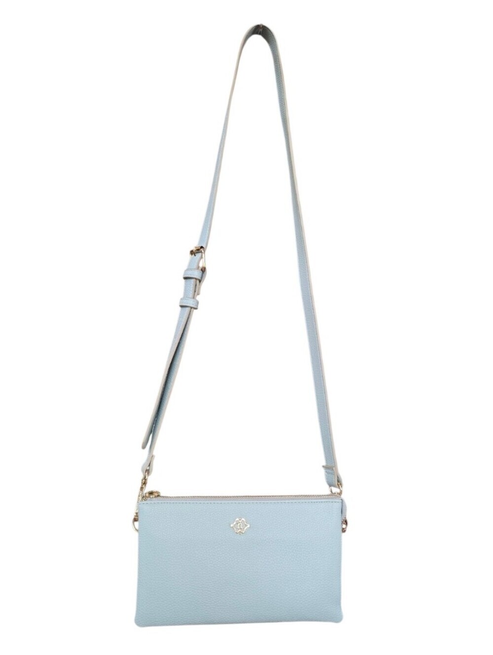 Nanette Lepore Light Blue Pebbled Faux Leather Convertible Crossbody Wristlet